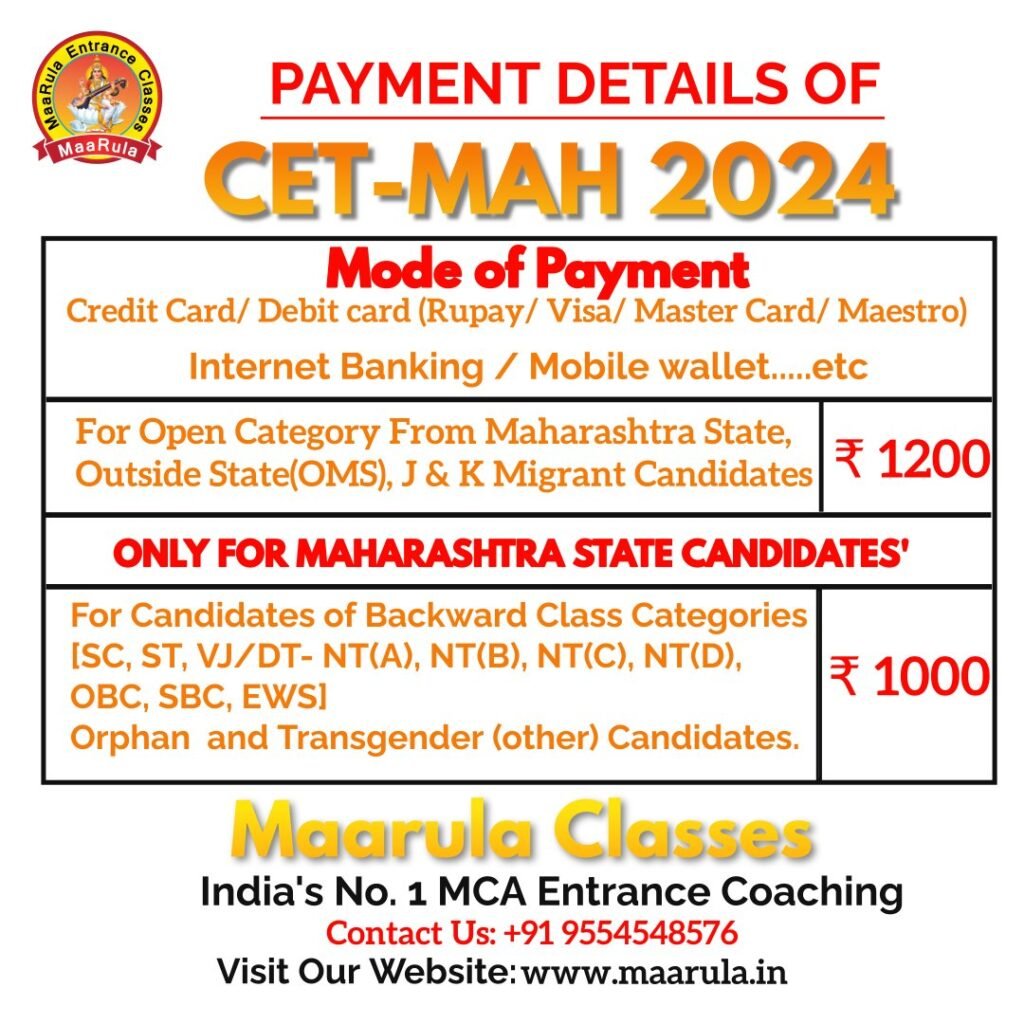 mah cet for mca 
fee structure