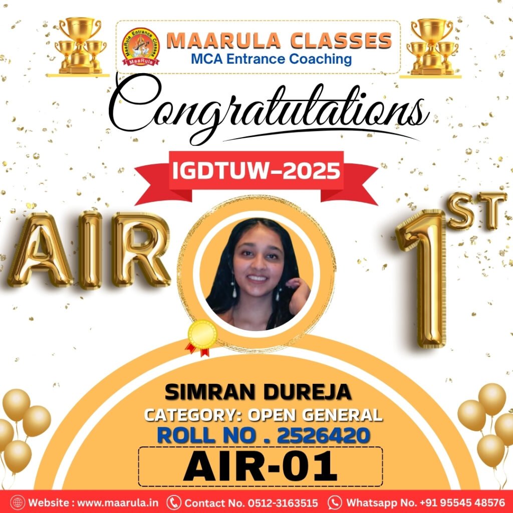 Simran Dureja ( AIR 1 ( OPEN CATEGORY ) MEERUT [ POSTER ]