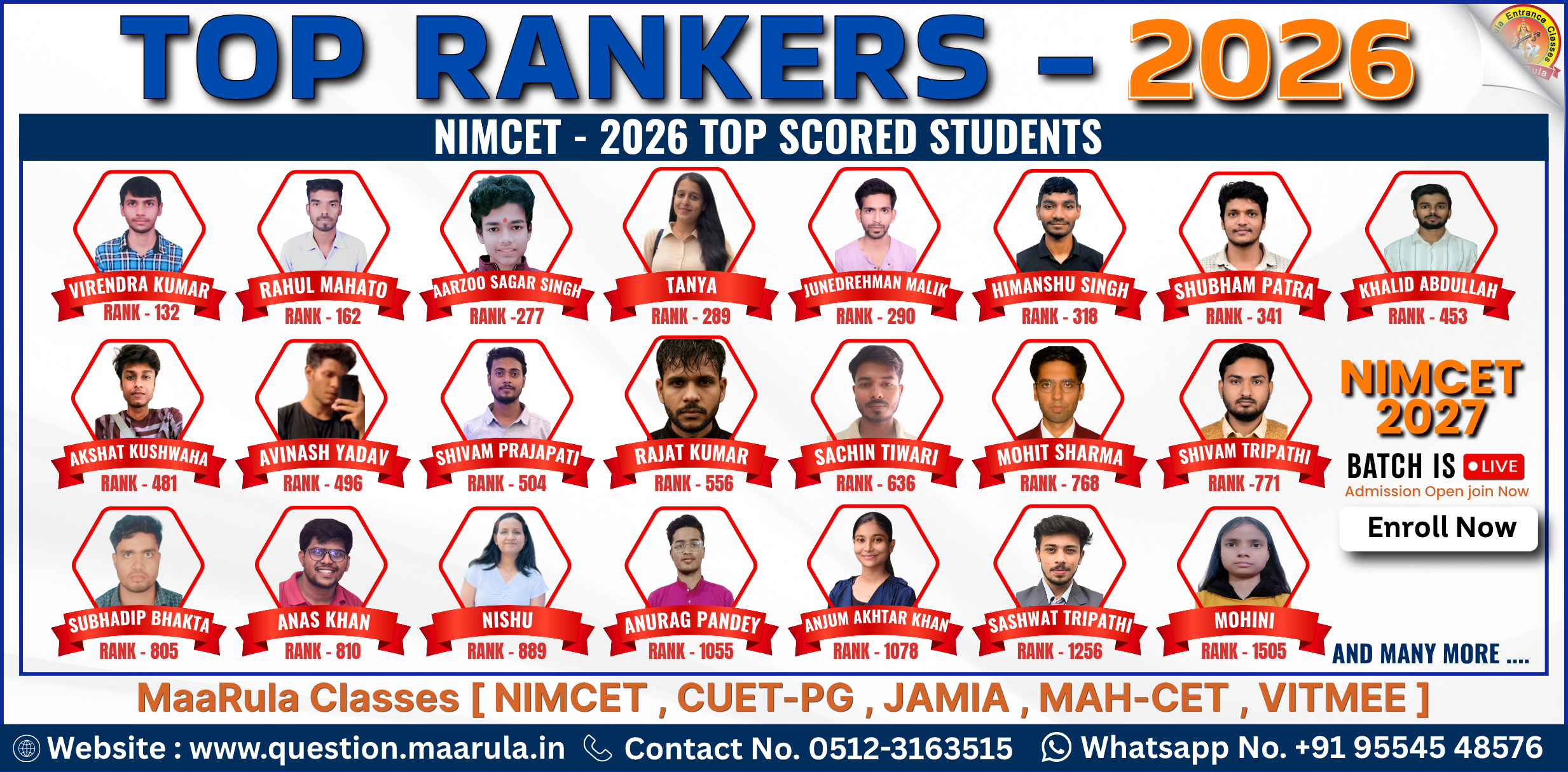 Nimcet toppers, topper 2027, air 1, mca coaching